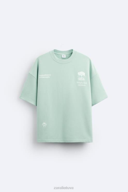 vyrų Zara megztinis su margintu tekstu pilka apranga 4N4881071