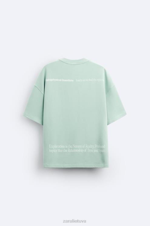 vyrų Zara megztinis su margintu tekstu pilka apranga 4N4881071