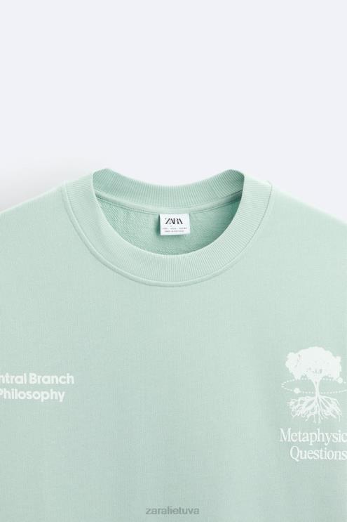 vyrų Zara megztinis su margintu tekstu pilka apranga 4N4881071