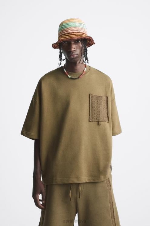 vyrų Zara nerti kišeniniai megztiniai chaki apranga 4N4881076