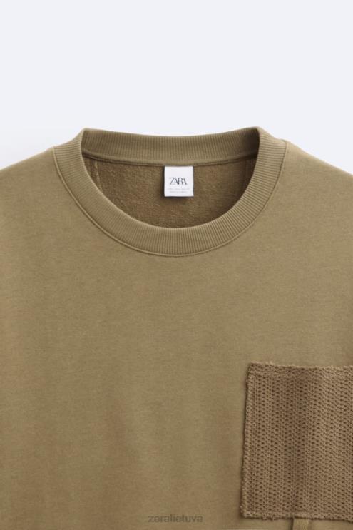 vyrų Zara nerti kišeniniai megztiniai chaki apranga 4N4881076