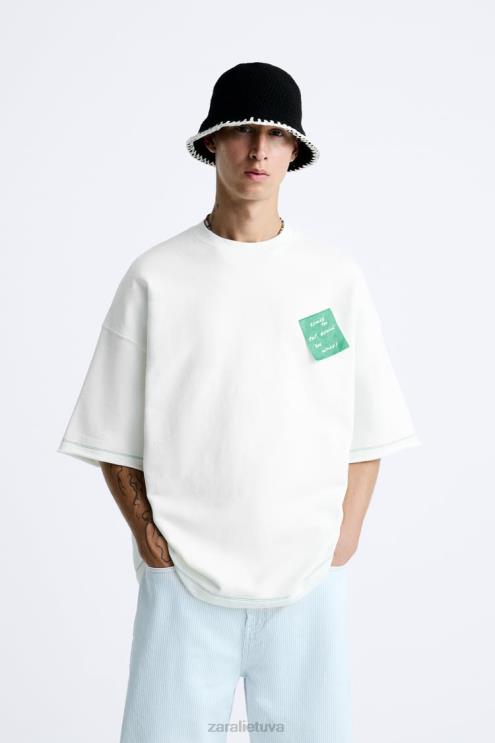 vyrų Zara popierinis megztinis austrių baltumo apranga 4N4881069