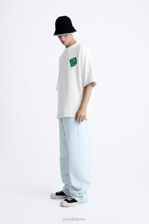 vyrų Zara popierinis megztinis austrių baltumo apranga 4N4881069