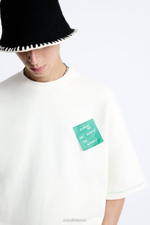 vyrų Zara popierinis megztinis austrių baltumo apranga 4N4881069