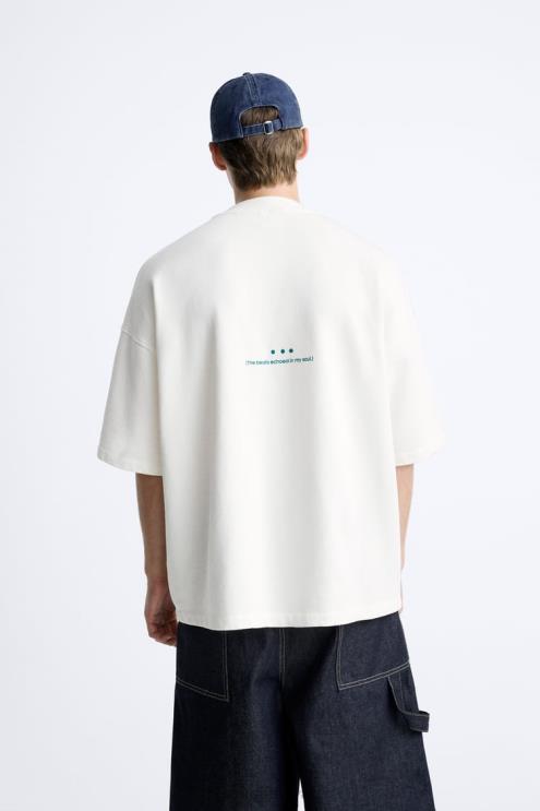 vyrų Zara siuvinėtu tekstu megztinis austrių baltumo apranga 4N4881072