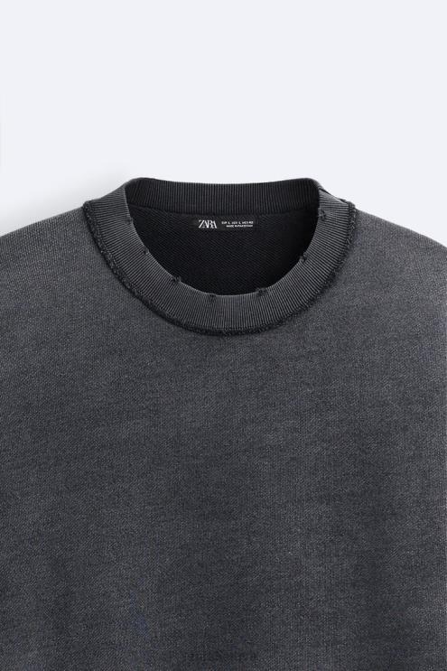 vyrų Zara spalvos skalbtas megztinis tamsus antracitas apranga 4N4881053