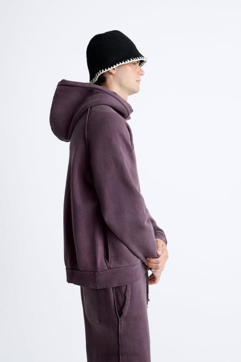 vyrų Zara suplėšytas išskalbtas megztinis kaštoninės spalvos apranga 4N4881055