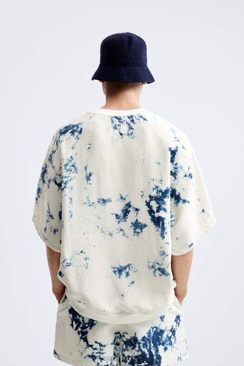 vyrų Zara surišamas džinsinis megztinis austrių baltumo apranga 4N4881067