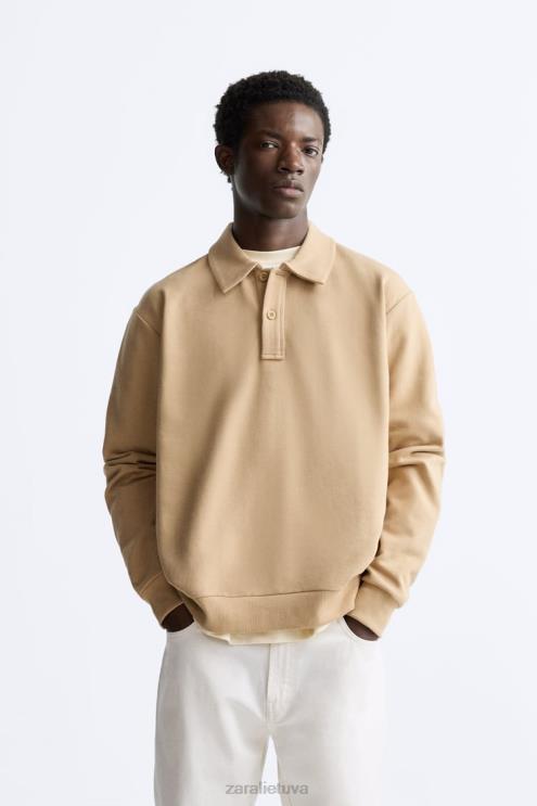vyrų Zara polo megztinis šviesus įdegis apranga 4N4881232