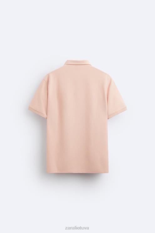 vyrų Zara tekstūruotas polo išblukusi rožinė apranga 4N4881229