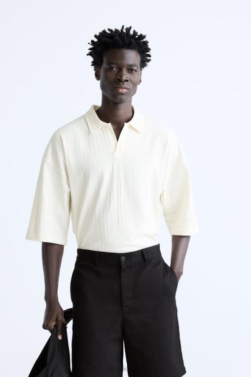 vyrų Zara tekstūruotas polo smėlio spalvos apranga 4N4881223