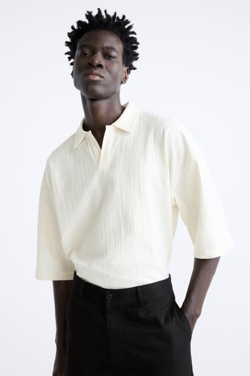 vyrų Zara tekstūruotas polo smėlio spalvos apranga 4N4881223