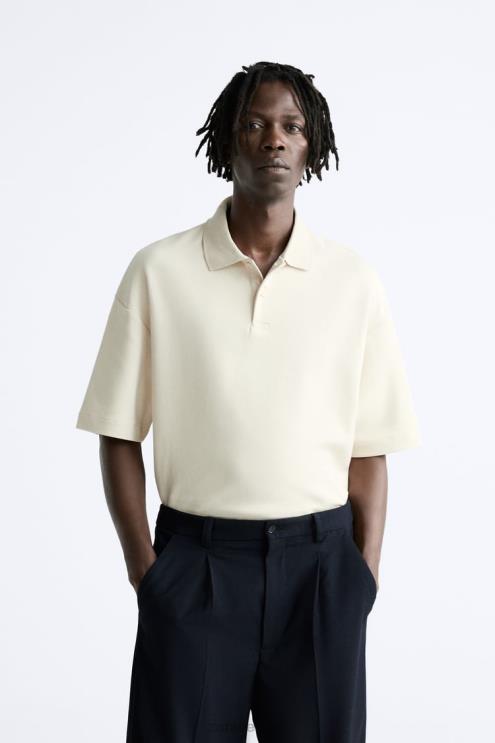 vyrų Zara tekstūruotas polo taupiai ruda apranga 4N4881220