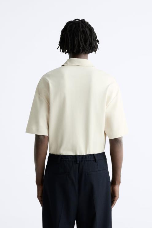 vyrų Zara tekstūruotas polo taupiai ruda apranga 4N4881220