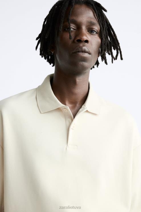 vyrų Zara tekstūruotas polo taupiai ruda apranga 4N4881220