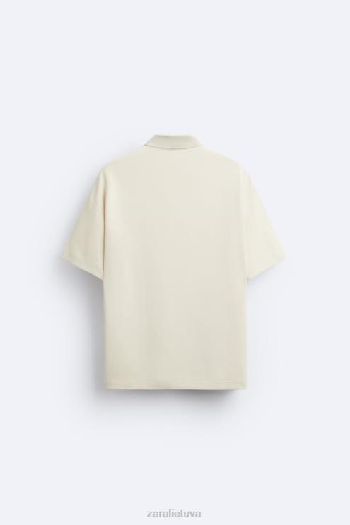 vyrų Zara tekstūruotas polo taupiai ruda apranga 4N4881220