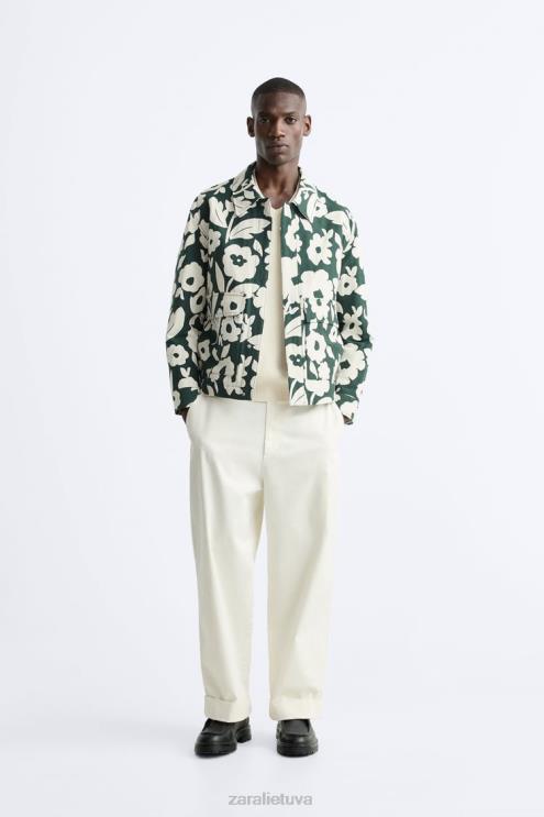 vyrų Zara gėlėta žakardo striukė benzininis mėlynas apranga 4N4881118