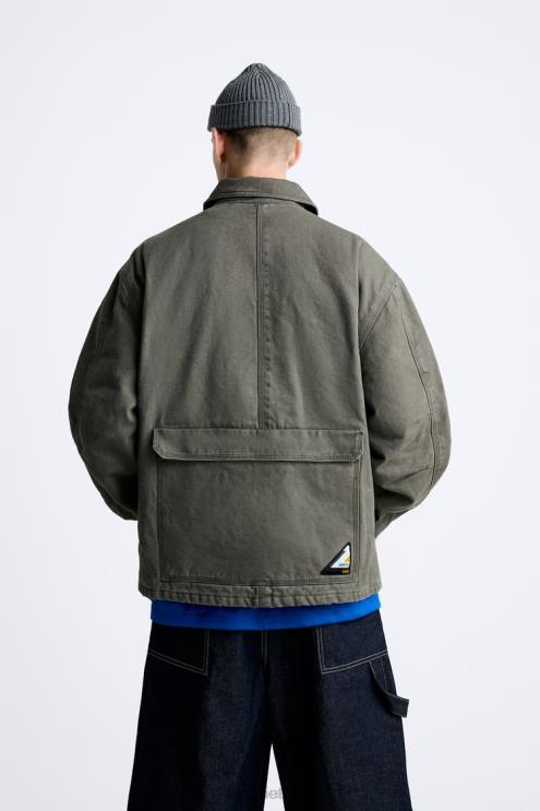 vyrų Zara kišeninė striukė šviesiai pilka apranga 4N4881107