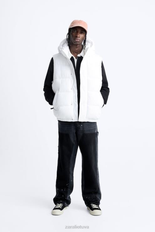 vyrų Zara liemenė su gobtuvu baltas apranga 4N4881112