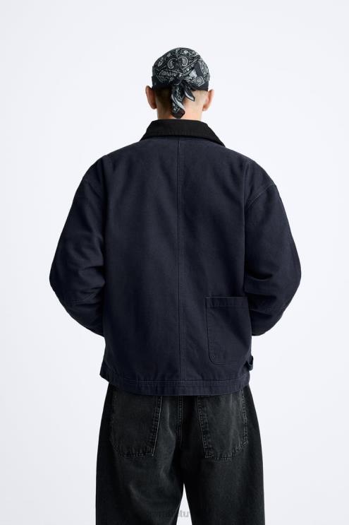 vyrų Zara mišrios apykaklės striukė mėlyna apranga 4N4881106