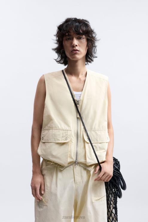 vyrų Zara puffer vest ribotas leidimas ekru apranga 4N4881124