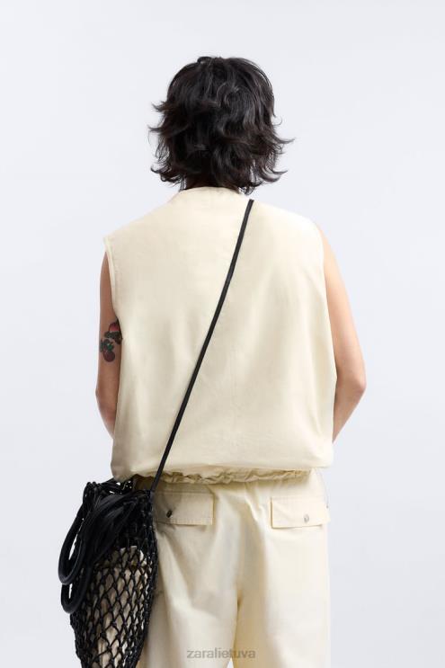 vyrų Zara puffer vest ribotas leidimas ekru apranga 4N4881124