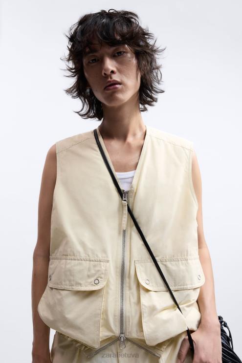 vyrų Zara puffer vest ribotas leidimas ekru apranga 4N4881124