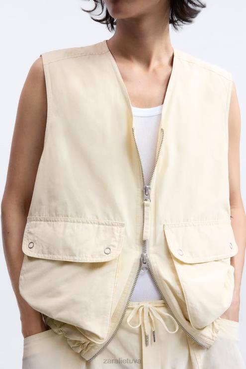 vyrų Zara puffer vest ribotas leidimas ekru apranga 4N4881124