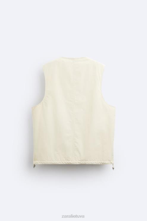 vyrų Zara puffer vest ribotas leidimas ekru apranga 4N4881124