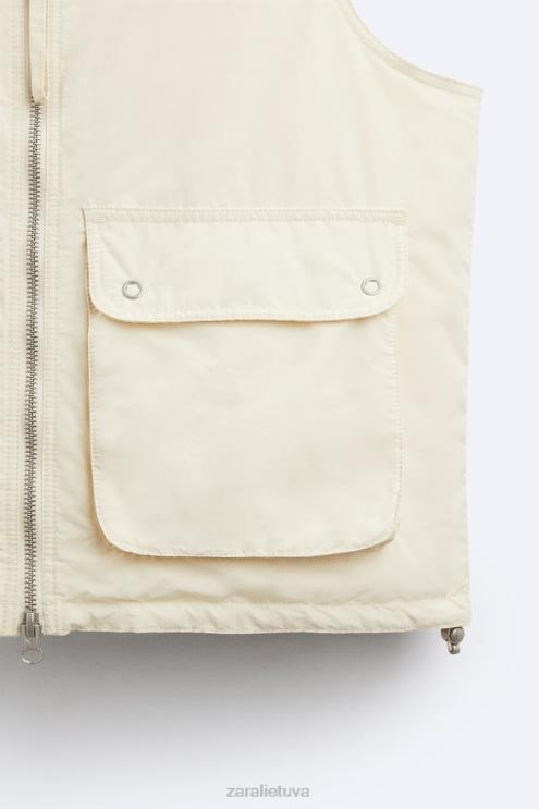 vyrų Zara puffer vest ribotas leidimas ekru apranga 4N4881124