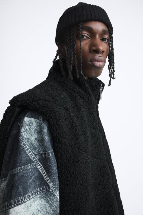 vyrų Zara vilnos liemenė juodas apranga 4N4881111