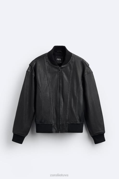 vyrų Zara vintažinė odinė striukė juodas apranga 4N4881114