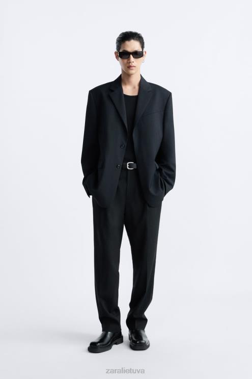 vyrų Zara 100% vilnos kostiumo striukė riboto leidimo juodas apranga 4N4881147