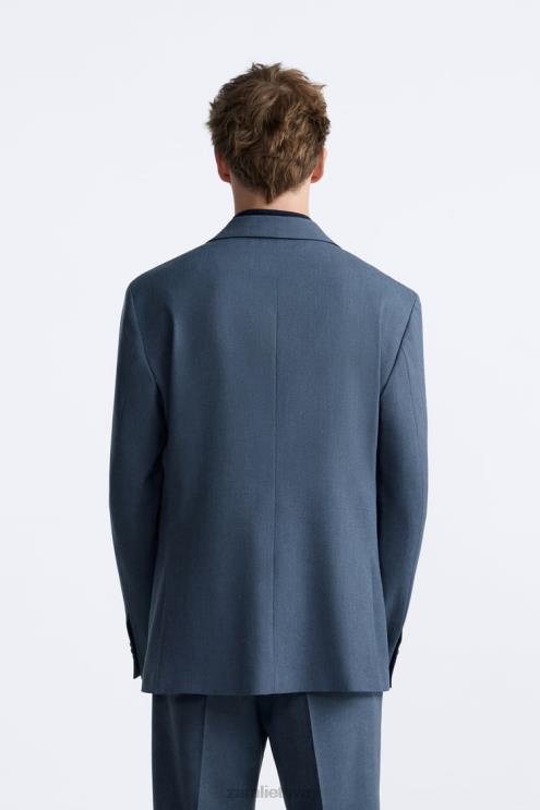 vyrų Zara kostiumo švarkas mėlynas plienas apranga 4N4881145