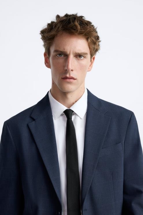 vyrų Zara languotas kostiumo švarkas melsva apranga 4N4881137