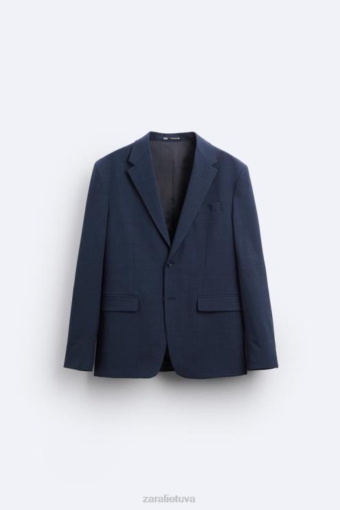 vyrų Zara languotas kostiumo švarkas melsva apranga 4N4881137