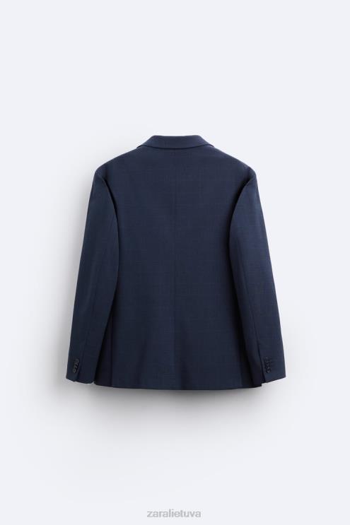 vyrų Zara languotas kostiumo švarkas melsva apranga 4N4881137