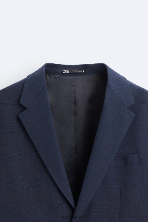 vyrų Zara languotas kostiumo švarkas melsva apranga 4N4881137