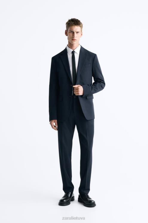 vyrų Zara languotas kostiumo švarkas tamsiai mėlyna apranga 4N4881163