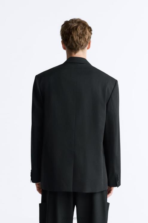 vyrų Zara negabaritinė 100% vilnos striukė juodas apranga 4N4881151