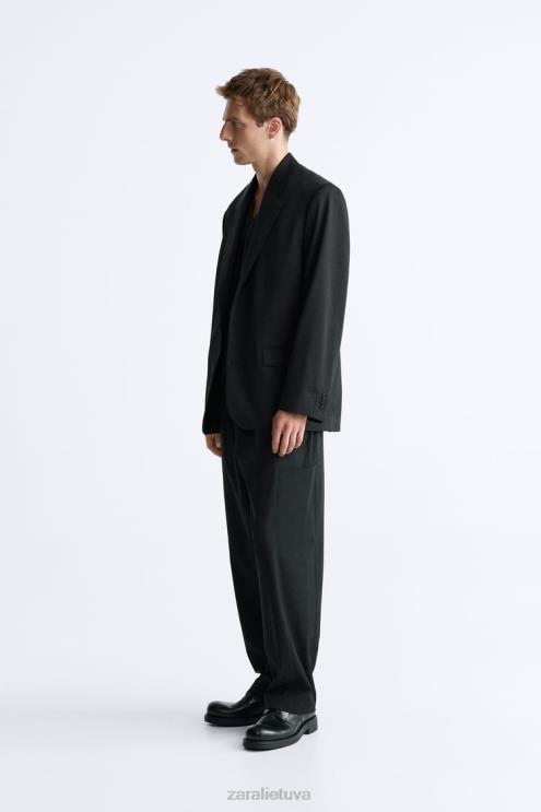 vyrų Zara negabaritinė 100% vilnos striukė juodas apranga 4N4881151