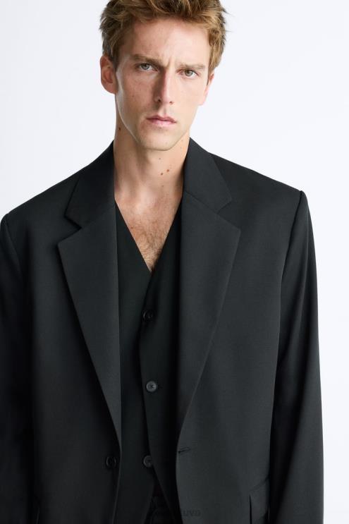 vyrų Zara negabaritinė 100% vilnos striukė juodas apranga 4N4881151