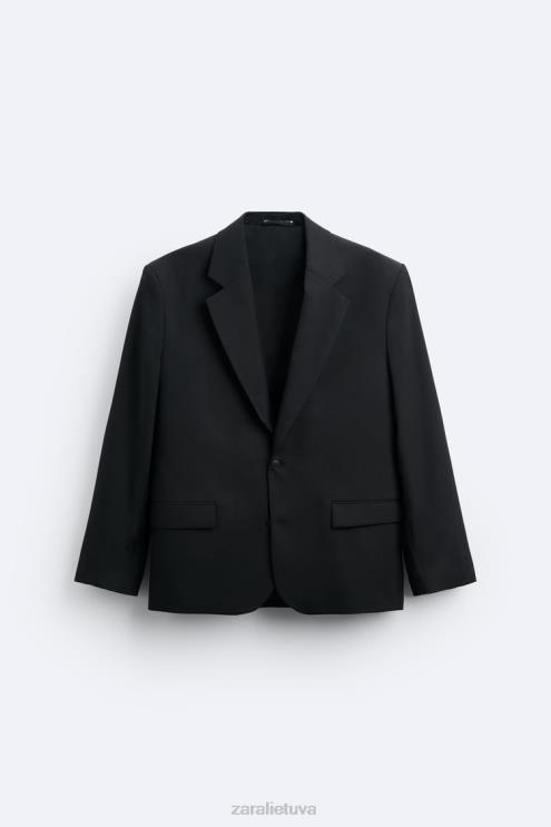 vyrų Zara negabaritinė 100% vilnos striukė juodas apranga 4N4881151