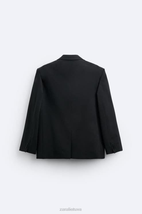 vyrų Zara negabaritinė 100% vilnos striukė juodas apranga 4N4881151