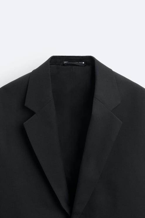 vyrų Zara negabaritinė 100% vilnos striukė juodas apranga 4N4881151