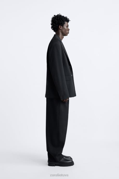 vyrų Zara netaisyklingos apdailos švarkas juodas apranga 4N4881160