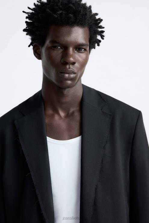 vyrų Zara netaisyklingos apdailos švarkas juodas apranga 4N4881160