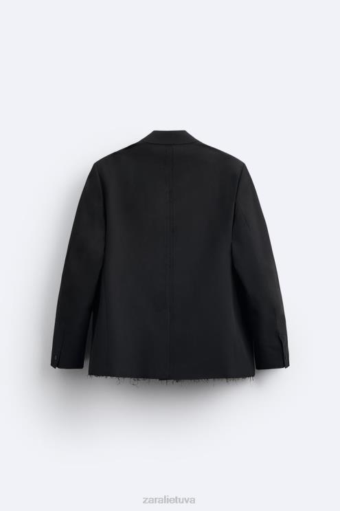 vyrų Zara netaisyklingos apdailos švarkas juodas apranga 4N4881160