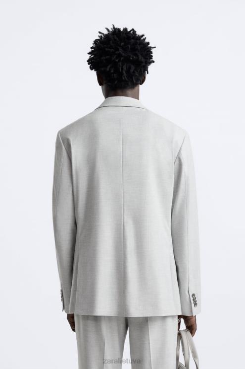 vyrų Zara tekstūruotos kostiumo striukė pilka apranga 4N4881142