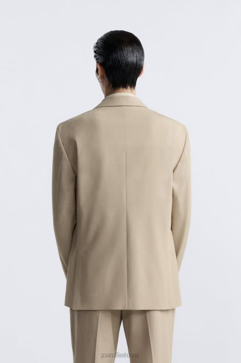 vyrų Zara tekstūruotos kostiumo striukė šviesus įdegis apranga 4N4881141